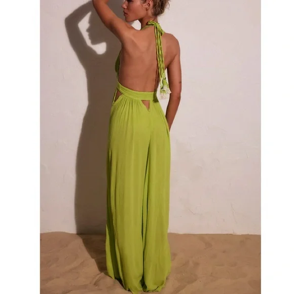 NWT Free People Look Into the Sun Maxi Dress in Fresh Lime, Sz. M - Picture 3 of 5